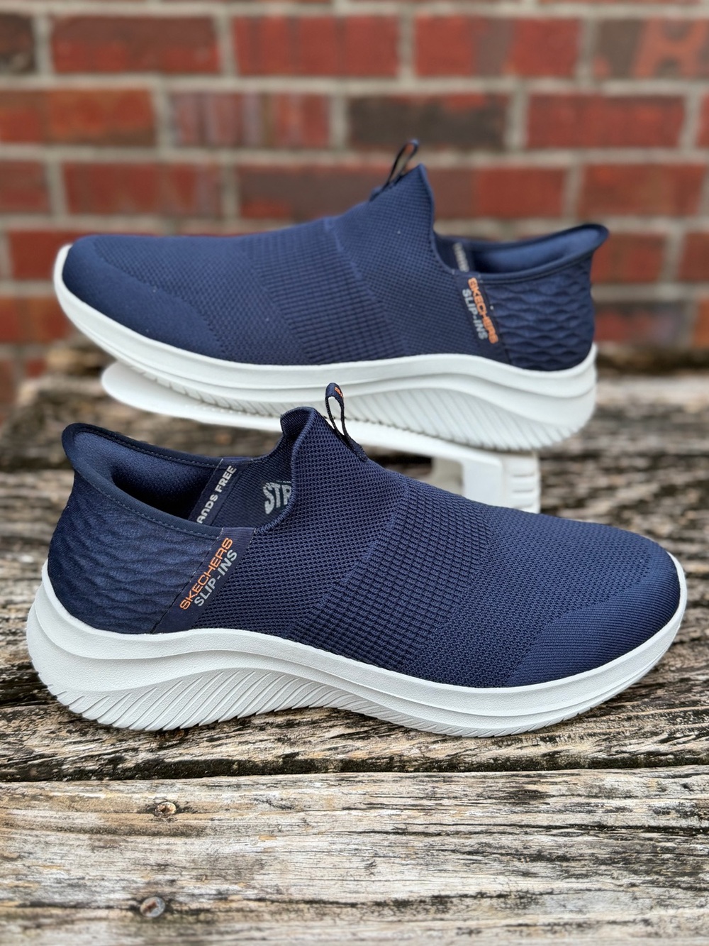 Skechers Men’s Sz 11 Ultra Flex 3.0 Smooth Step Hands Free Navy Mesh Trainers X4